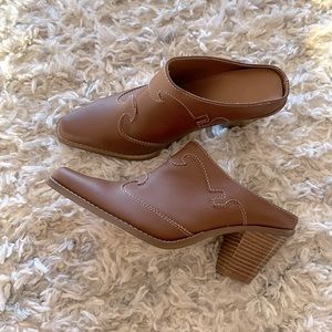 Western Boho Booties Clog Brown Leather Mules